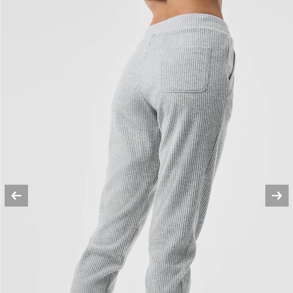 Alo Gray Ribbed Joggers - Picture 3 of 8